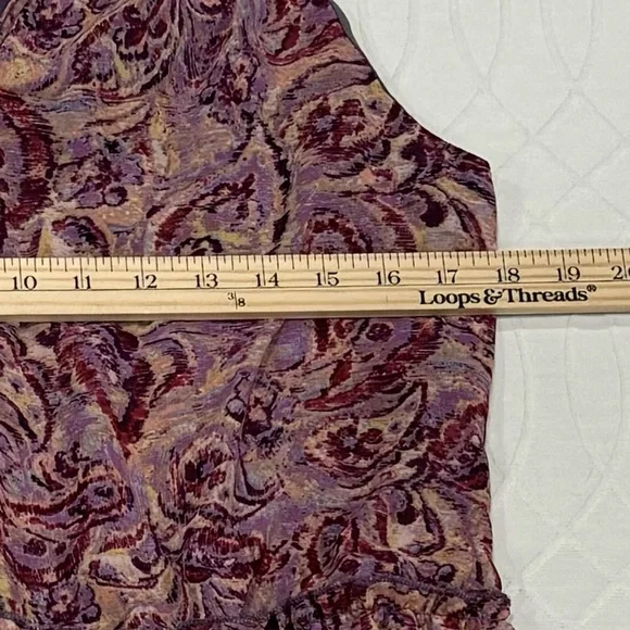 DREW Purple Pink Paisley Print Tiered Ruffled Halter Lined Dress Size Small - Picture 6 of 9